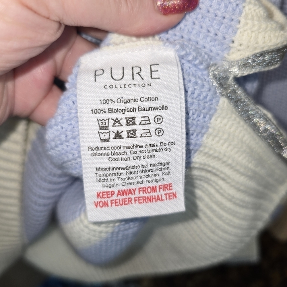 Pure Collection Organic Cotton Mock Neck Button Shoulder Sweater Size 14 - Picture 12 of 13